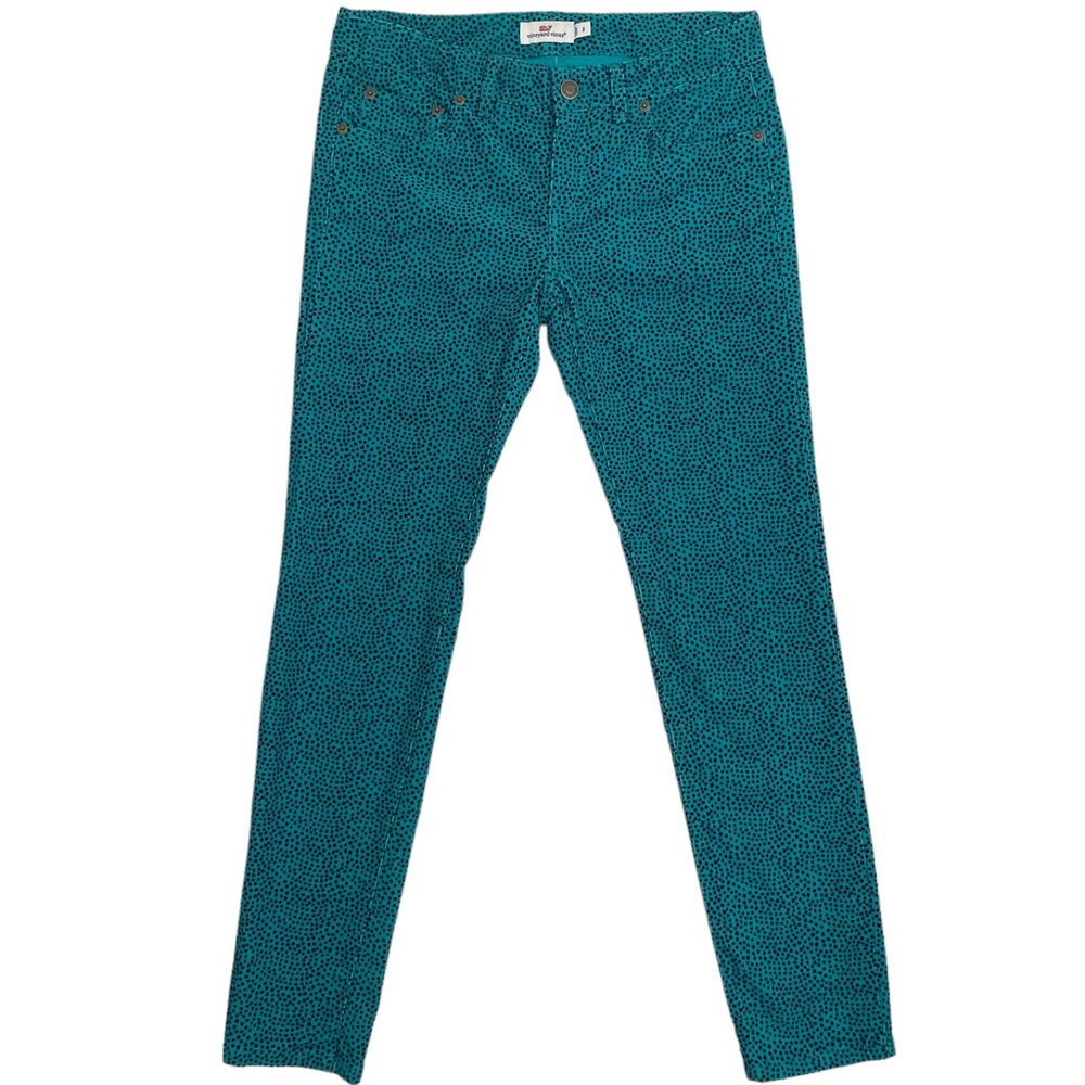 Vineyard Vines EUC Corduroy Camden Green Dot Print Skinny Pants